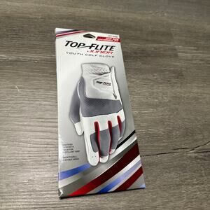 Top Flite Junior Youth Golf Glove, Left Hand (One Size) White, Red & Gray - NEW!